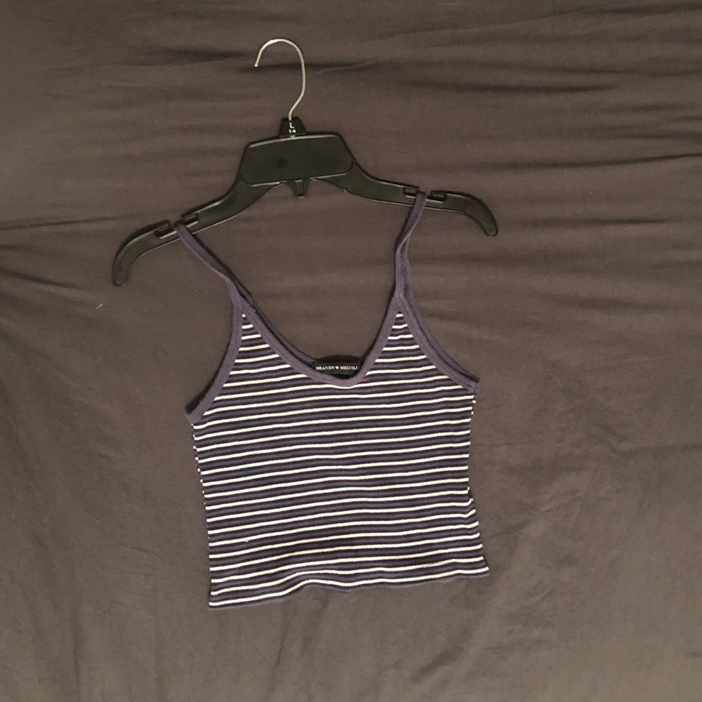 Brandy melville blue and white striped tank top